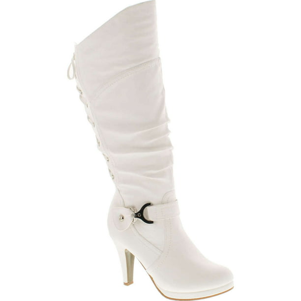 TOP Moda Womens Knee Lace-up High Heel Boots